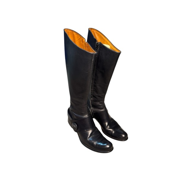 Coclico Black Leather Tall Boots Size 38 Full Zip‎ Excellent Vintage 7 or 7.5 US